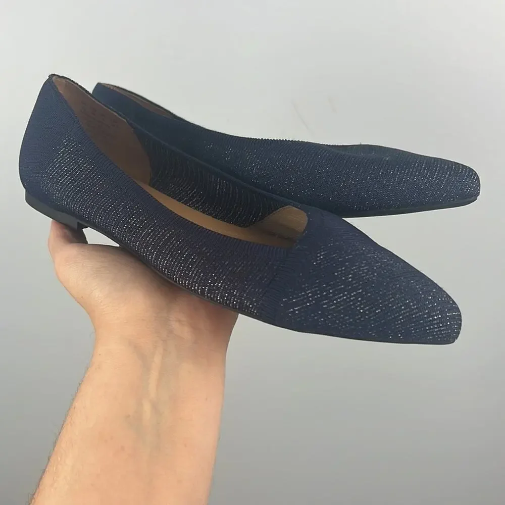 Hush Puppies slip on point toe metallic thread flat size 10